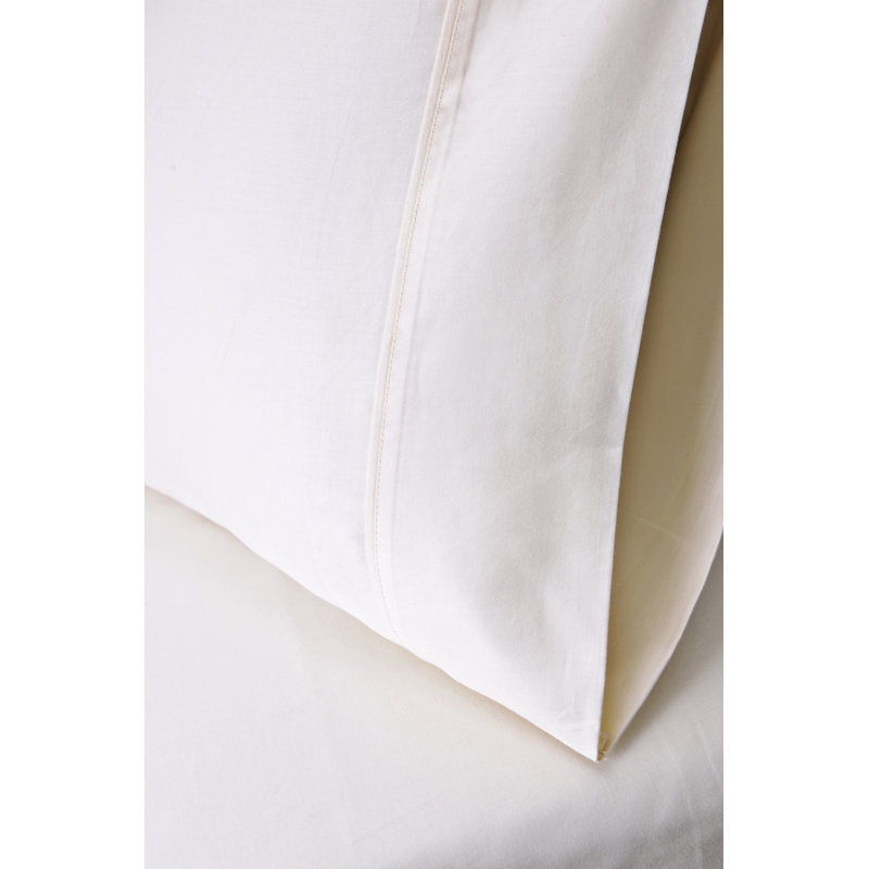Ensemble de taie d'oreiller en coton certifié égyptien - 300 fils de couleur unie, Très grand lit, Ivoire ivoire