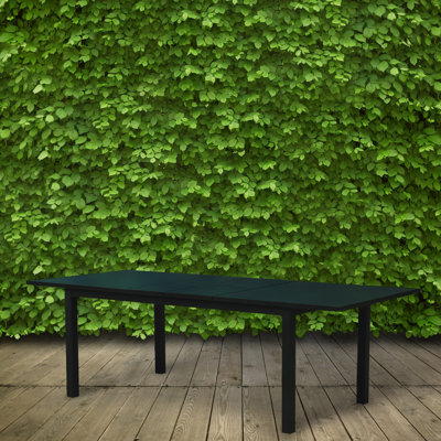 Kemonta Rectangular Metal Extendable Outdoor Dining Table With Umbrella Hole , 71'' in. W 39.37'' in. D