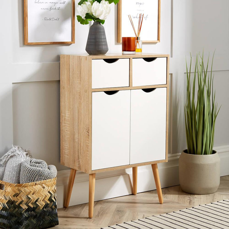 Kennedy 56Cm Wide 2 Drawer Sideboard, Oak