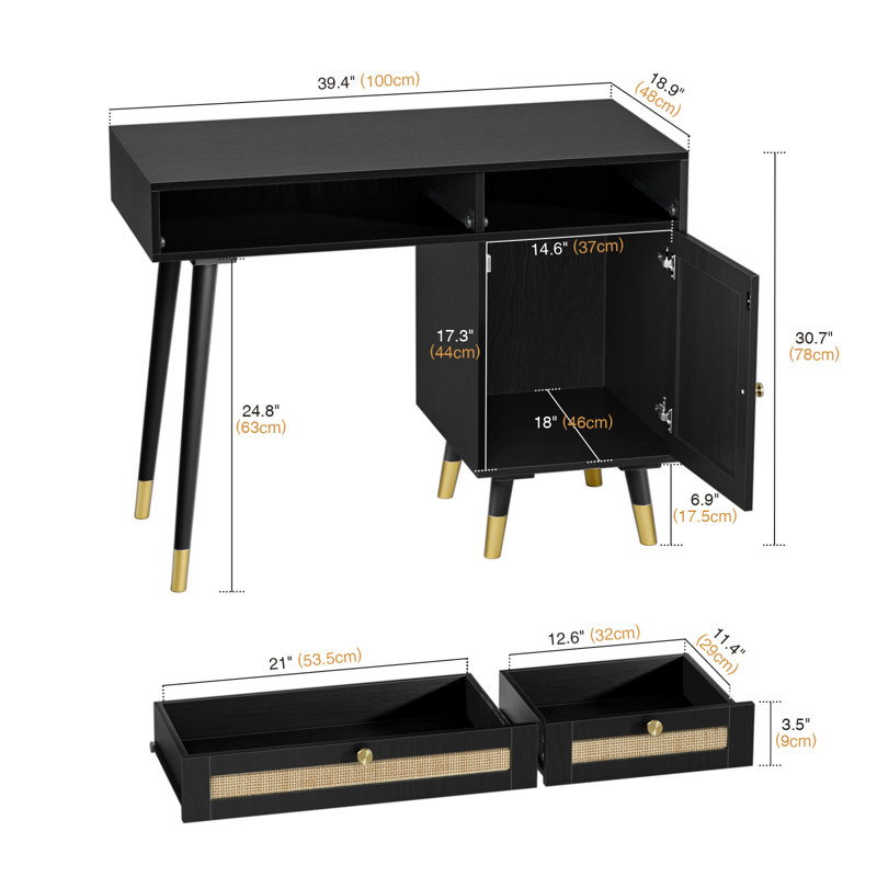 Rautiola Vanity Desk with Drawers and Storage Makeup Vanity Table Home Office Desk