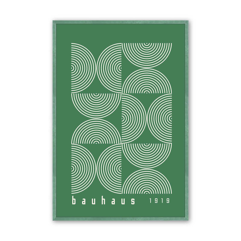 Impression de lignes vertes Bauhaus Modernist, Cadre simple citronnelle, H 17 po x l 13 po x P 1,375 po