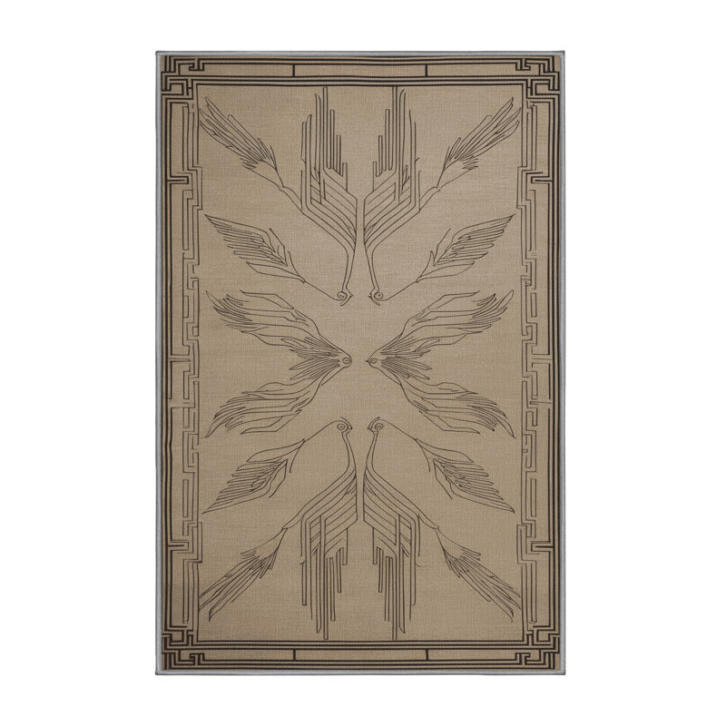 Machine Washable Art Deco Gray Area Rug, Runner 2' x 5'