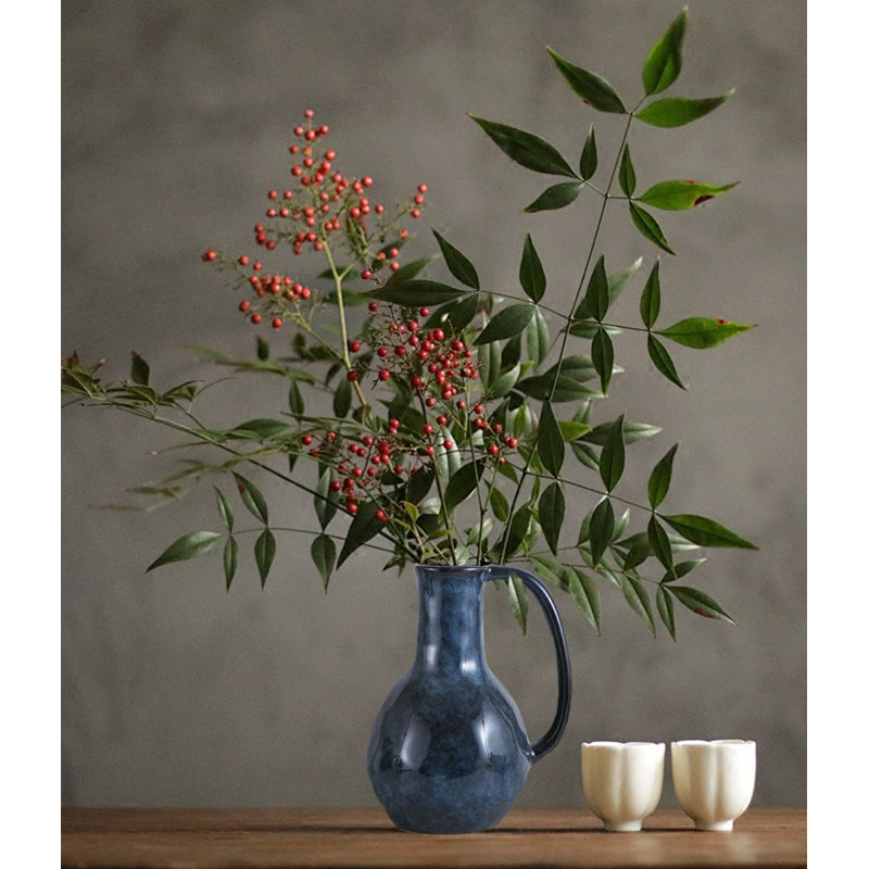 Vase en céramique avec grandes poignées, Noir