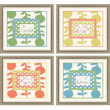 Whippet In Green, Yellow, Coral & Turquoise Print by Dana Gibson