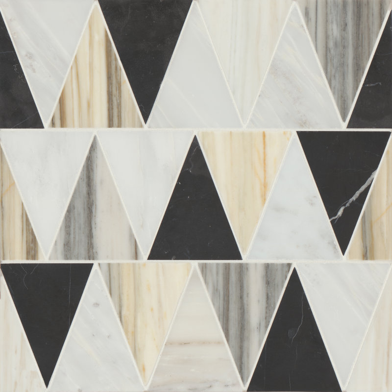 Modni Honed Marble Tile, Eastern White/Nero Marquina/Calacatta Zebrino