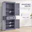Armoire de cuisine autoportante avec 4 portes, un tiroir et 3 tablettes réglables pour un rangement généreux et une élégance traditionnelle-1066438977-1066438976
