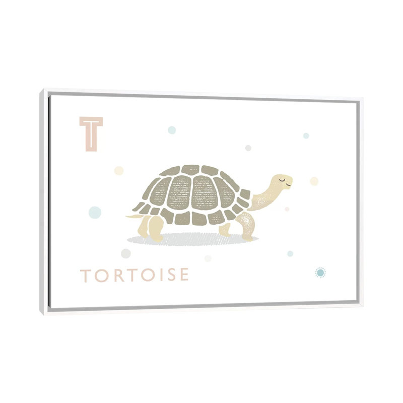 Tortue - imprimé, H 40 po x l 60 po x 1,5 po, Toile blanche encadrée, Aucun mat