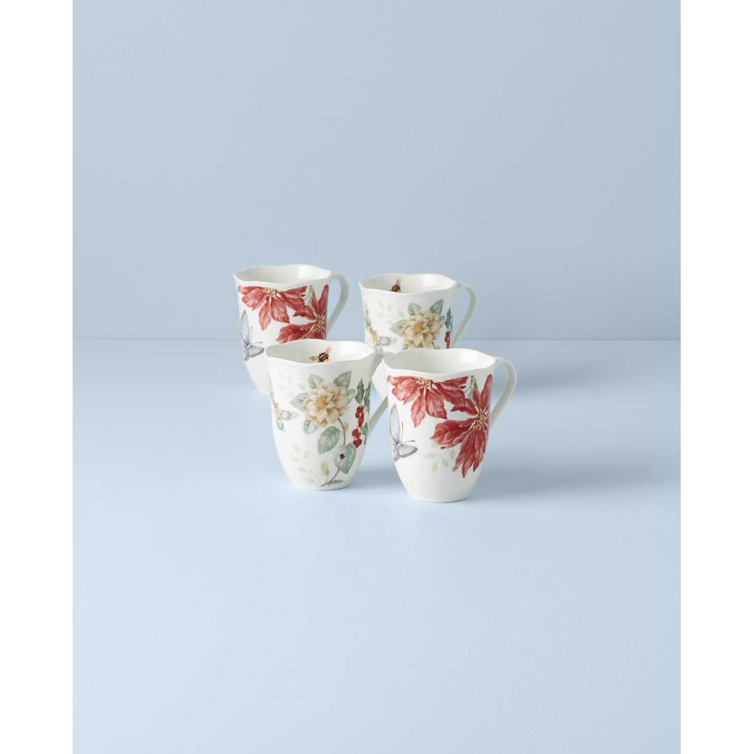 Butterfly Meadow Holiday 4 Piece Coffee Mug Lenox