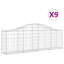Paniers en gabion arqués 9 pièces 78,7 po x 11,8 po x 23,6 po / 31,5 po Vidaxl-113973677