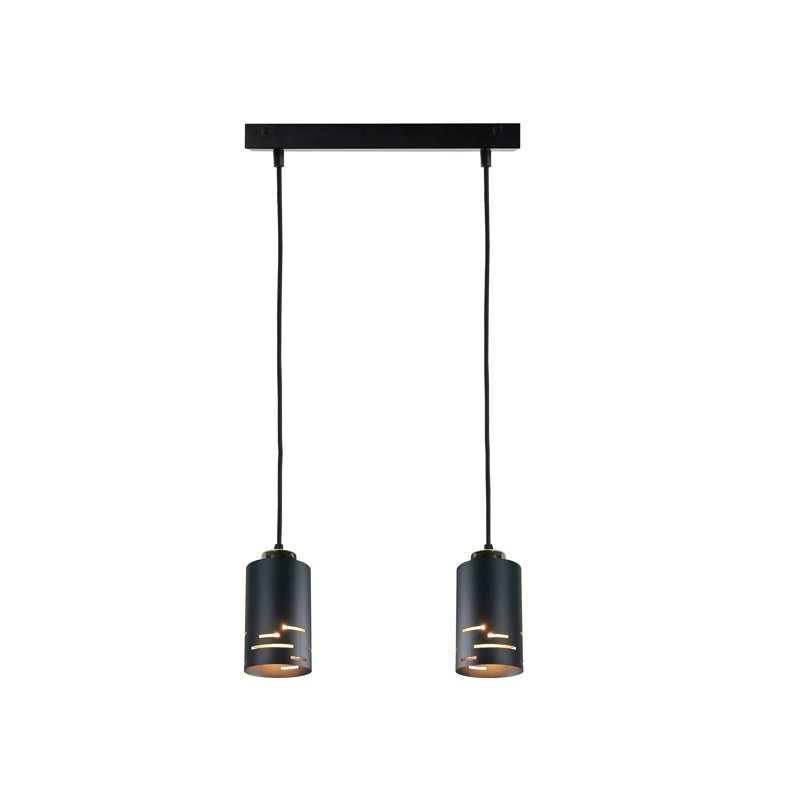 - Light Pendant, Black/Gold, 2 Lights