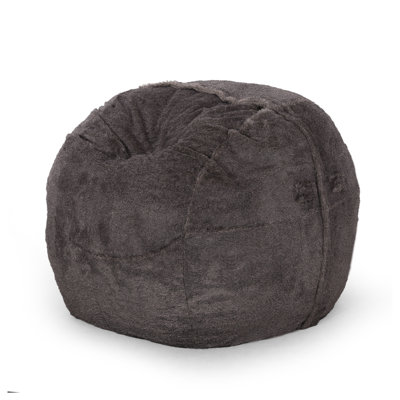  Lily Modern 5 Foot Faux Fur Bean Bag in Brown/Beige, Cozy Lounger for Adults, Memory Foam Filled for Superior Comfort