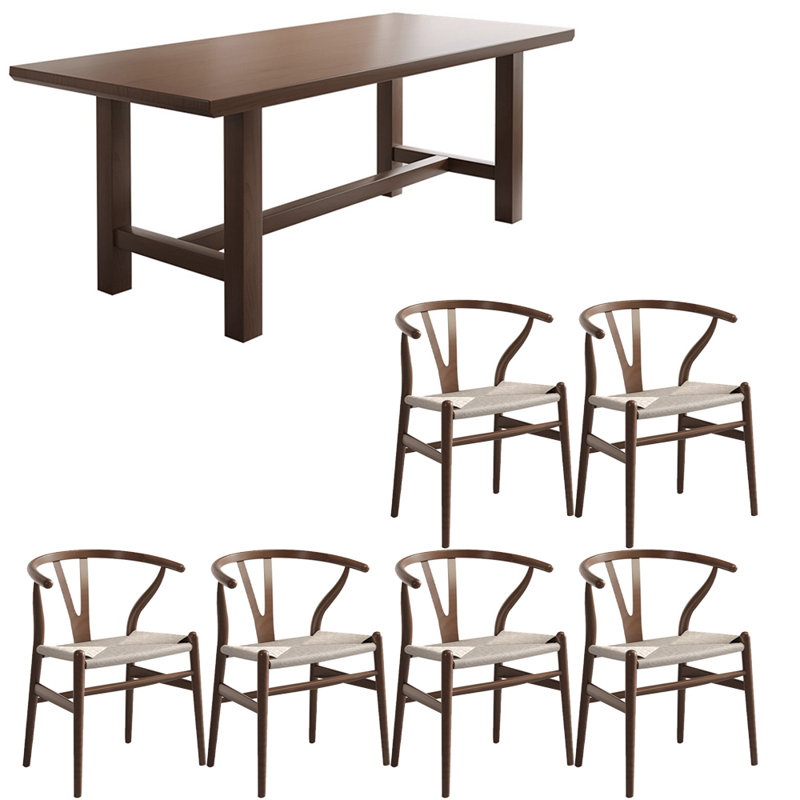 Ensemble de table de salle à manger en bois massif de style chinois, H 29,5 po x L 70,8 po x l 31,4 po