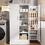 Armoire de rangement blanche autoportante de 47 po avec tablettes réglables, portes magnétiques et quincaillerie anti-basculement, armoire utilitaire multi-pièces
