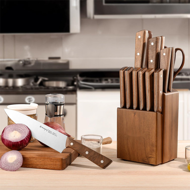 Knife Set,15-Piece Kitchen Knife Set with Block Wooden - High Carbon  Stainless