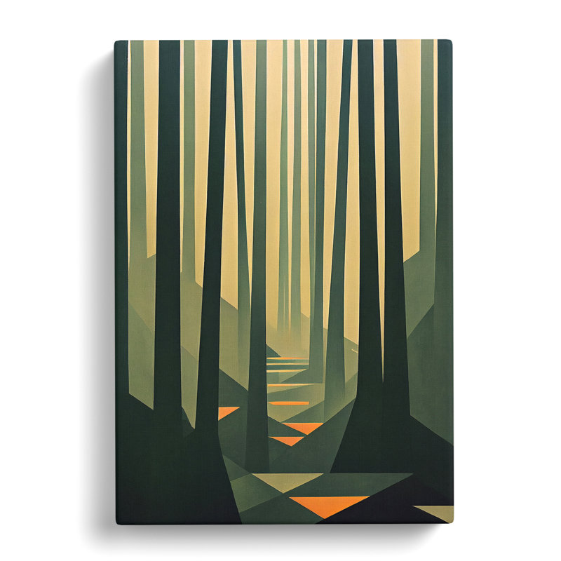 Block Print Forest Abstract No.5 - Wrapped Canvas Print, 50cm H x 35cm W x 3cm D