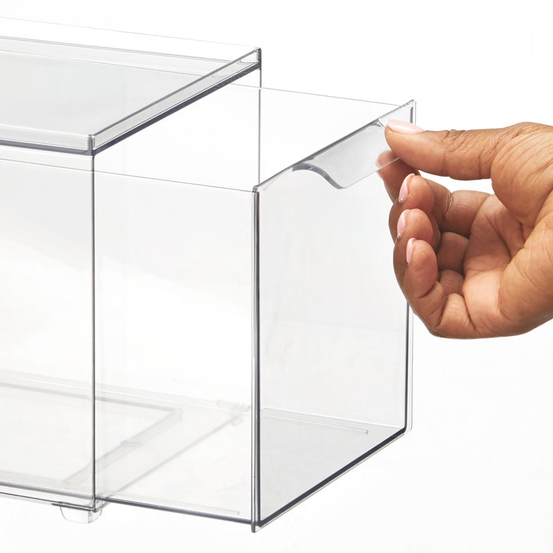 mDesign Stacking Plastic Storage Kitchen Bin with Pull-Out Drawers