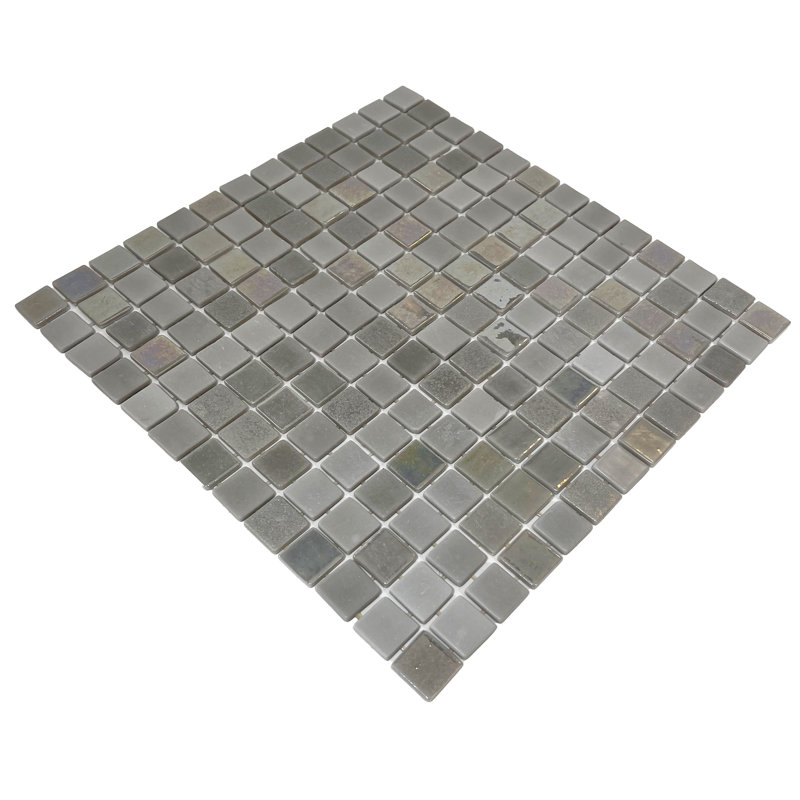 13" x 13" Glass Mosaic Shimmer Glass Mosaic Wall Floor Use Tile, Gray