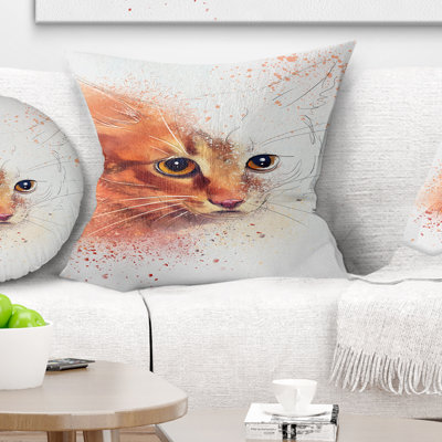 Magnifique chaton brun aquarelle - coussin imprimé animal
