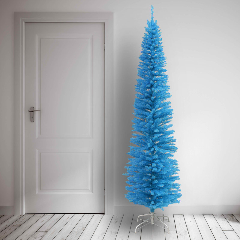 Sapin de Noël artificiel mince 7 pi 6 po bleu clair