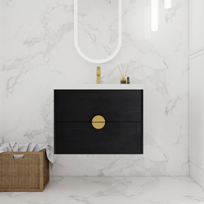 Ensemble de meuble-lavabo mural avec lavabo 2 portes avec lavabo en céramique Ebern Designs