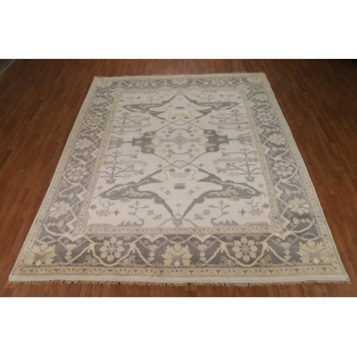 Handmade Wool Ivory Oushak Indian Area Rug 8x10