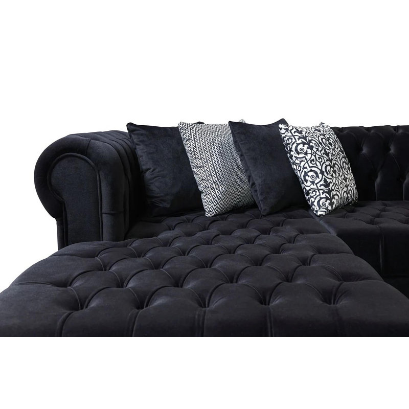 Canapé modulaire et repose-pieds Jelinek, Velours noir