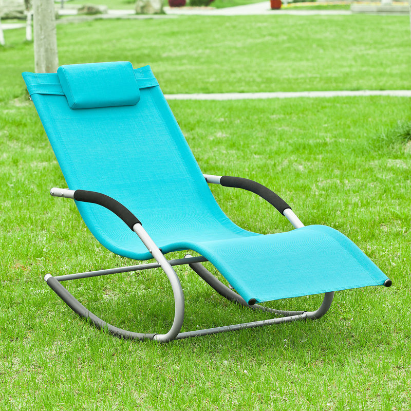 Flendersen 150 cm Long Reclining Sun Lounger with Cushions Patio Chaise Lounge, Aqua