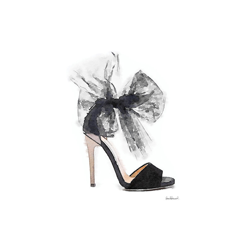 Fashion Shoe In Black Sheer by Amanda Greenwood - Painting on Canvas, Wrapped Canvas, 101.6 cm H x 66.04 cm W x 1.91 cm D