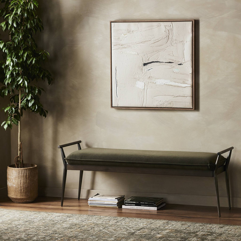 Charlotte Upholstered Bench, Modern Velvet Loden