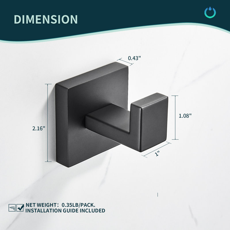 Forious Wall Mounted Towel Hook, Black