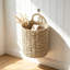 Seagrass suspendu panier de décoration murale de porte d'entrée, panier de rangement mural tissé à la main pour la cuisine de la salle de bain, vestibule, organisateur léger pour les petites plantes et le courrier