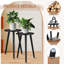 Ensemble de 2 porte-plantes d'intérieur en bois de style Mid-Century moderne avec plateau rond pour pots de fleurs, salon, balcon et décoration intérieure
