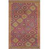 One-of-a-Kind Hand-Knotted 1960s 5'11" x 9'2" Wool Area Rug in Red/Green/Orange