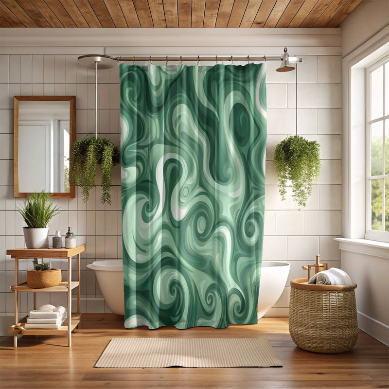 Kitley Abstract Shower Curtain, 74"H x 71"W