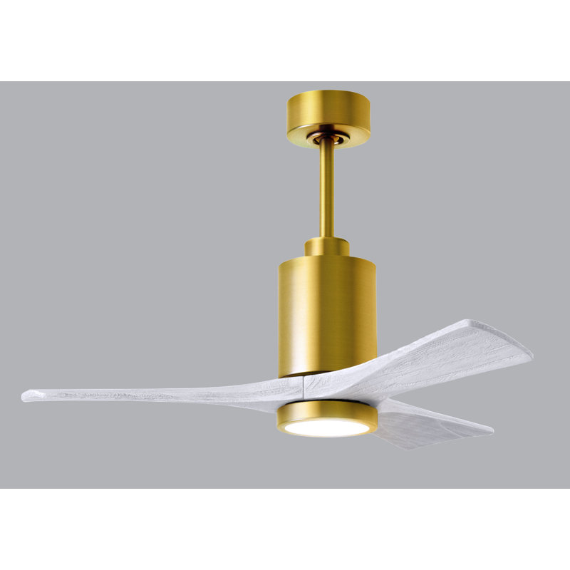 Patricia LED Downrod Ceiling Fan, Matte White, Brushed Brass, 42"
