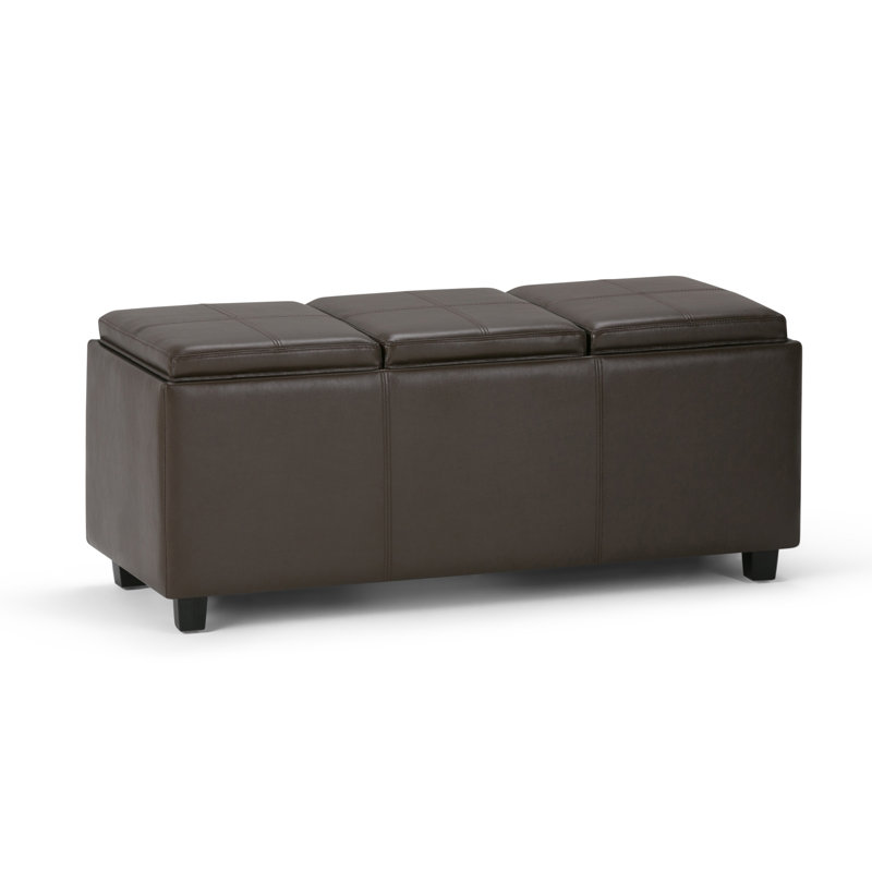 Chocolate Brown Faux Leather Backless Storage Ottoman Bench