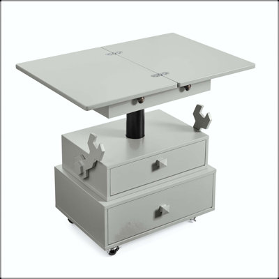 Adjustable Height Rolling End Table - Flip-Top with Charging Station & Storage