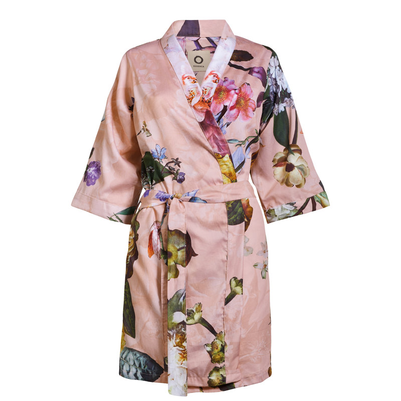 Fleur Kimono Sateen Female Mid-Calf Bathrobe, L