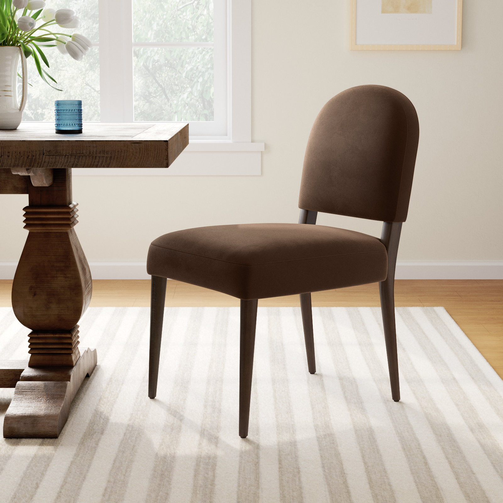 Berkely Upholstered Side Chair, Sapphire Coco, Burnt Oak