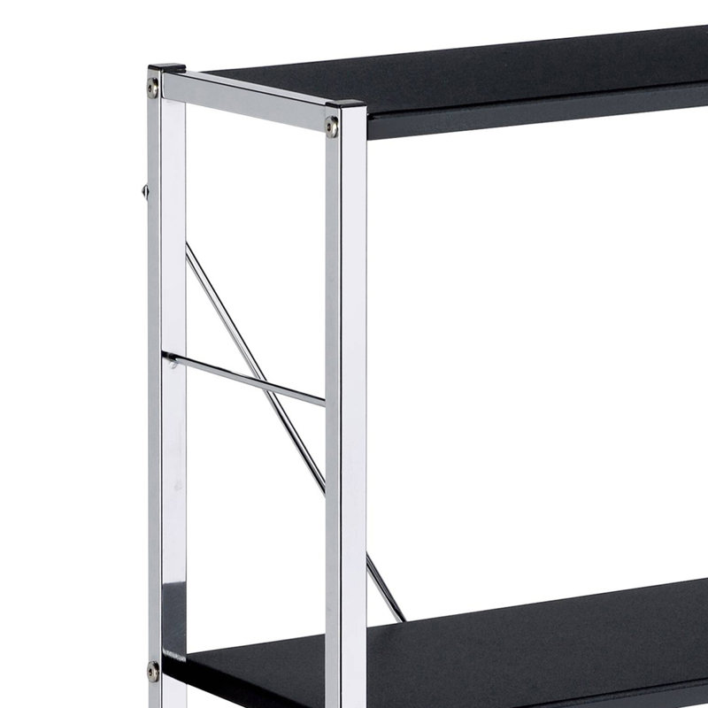 Bibliothèque rectangulaire noire et chrome 4Tier, Noir / argenté