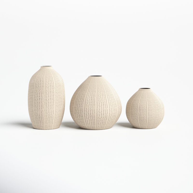 Ilma Stoneware Table Vase, Beige