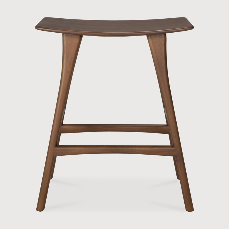 Osso Solid Wood Stool, Teak, Counter Stool (26.5" Seat Height)