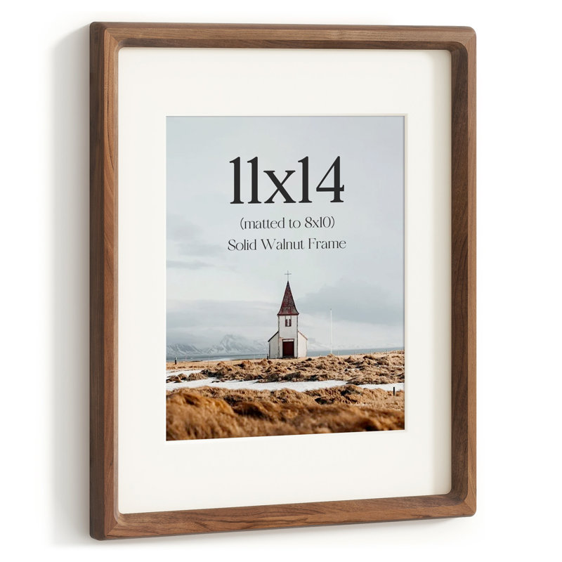 Cadre photo en bois massif avec passe-partout, Walnut, 11" x 14" Matted to 8" x 10"