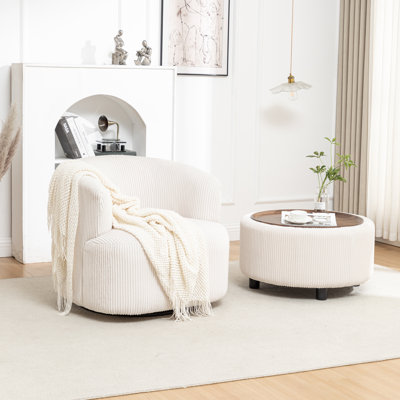 Pietsch Upholstered Swivel Barrel Chair With Ottoman