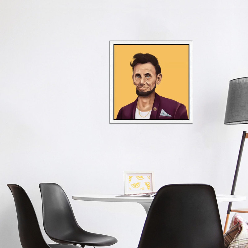 Abraham Lincoln by Amit Shimoni - Print on Canvas, 66.04 cm H x 66.04 cm W, White Framed