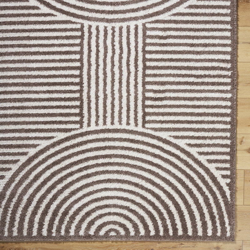 Machine Washable Shaggy Boho Dark Brown Area Rug, Rectangle 200 x 275cm