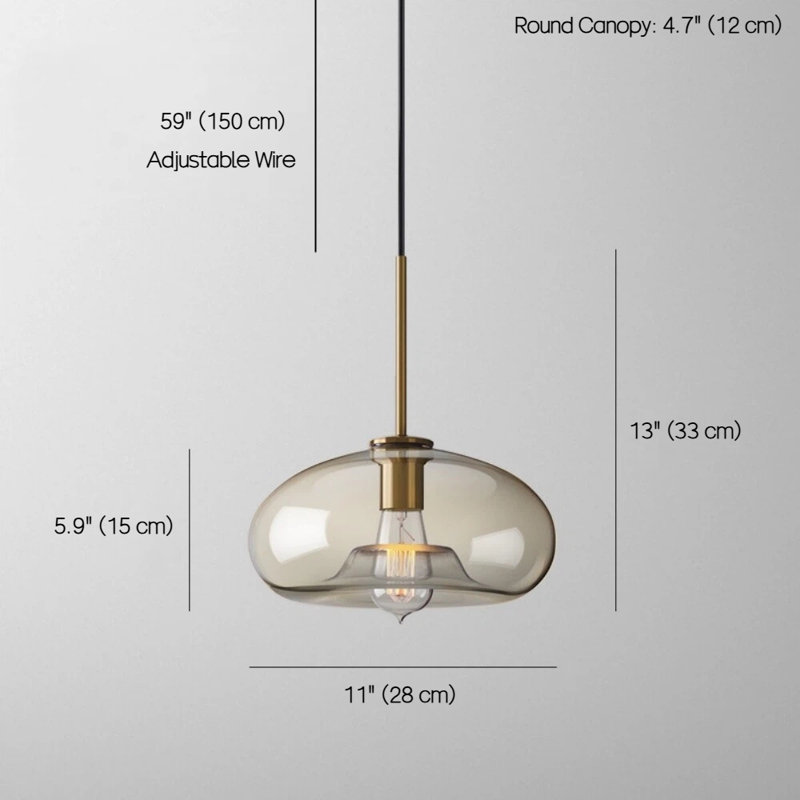 Tomato-Shaped Tan Glass Pendant Lamp