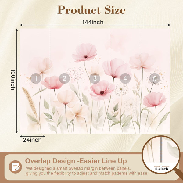 Red Barrel Studio® Vintage Peel and Stick Wallpaper Watercolor Floral ...