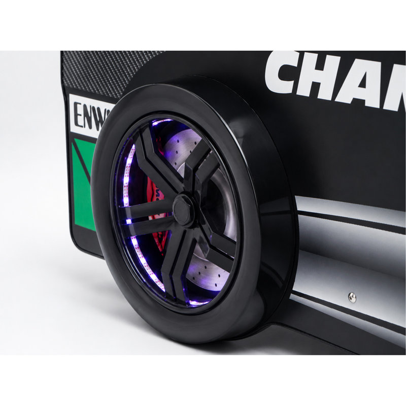 Cadre de lit de voiture de course pour enfants, conception de voiture de course de formule Speedster avec lumières à DEL