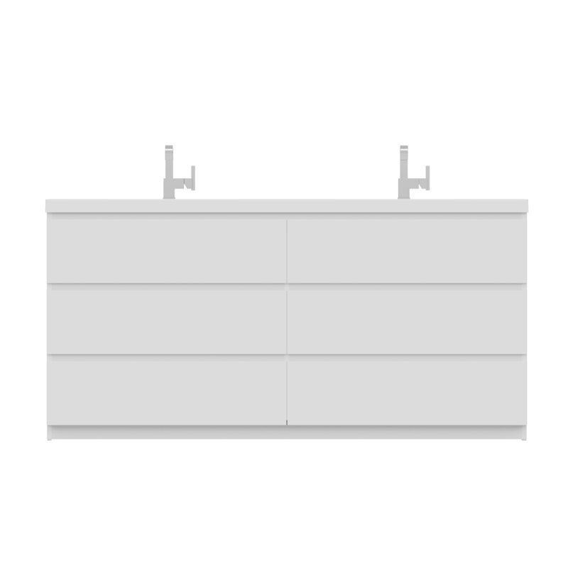 Arjina 70.9'' Double Bathroom Vanity with Solid Surface Top, White